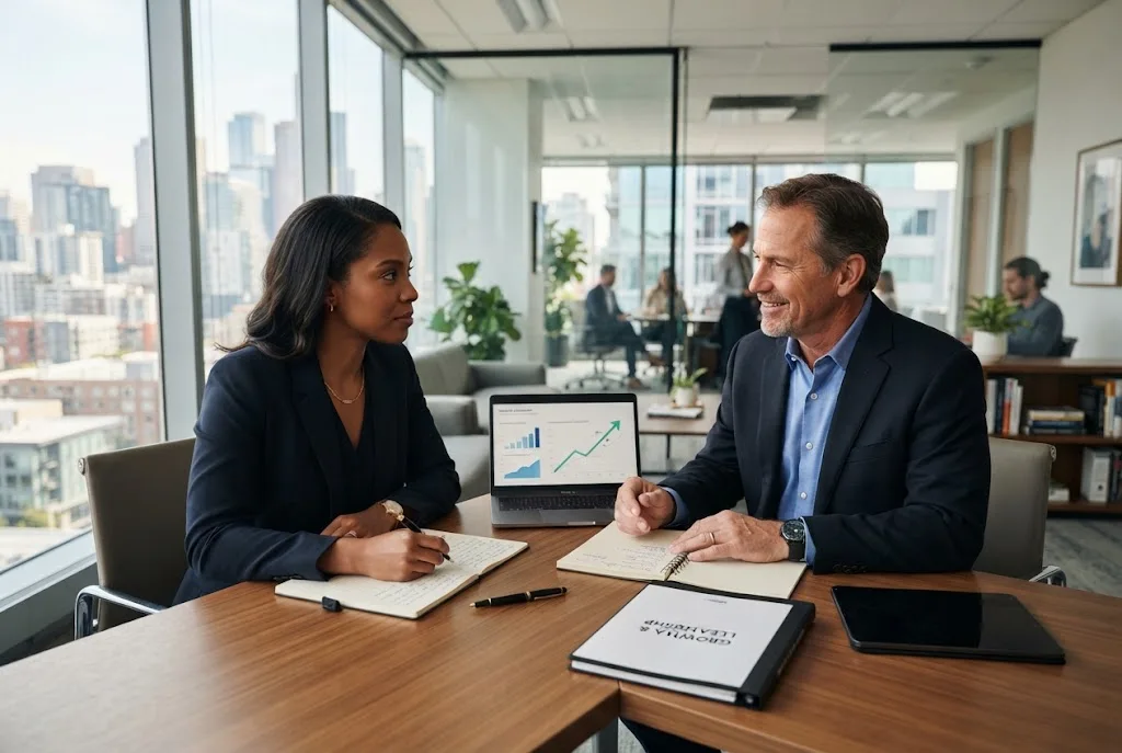 Professional career coaching session focused on career development and professional growth